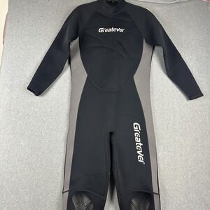 Greatever Full Wetsuit Mens XL Black Gray Back Zip Surf Dive Suit Neoprene Beach
